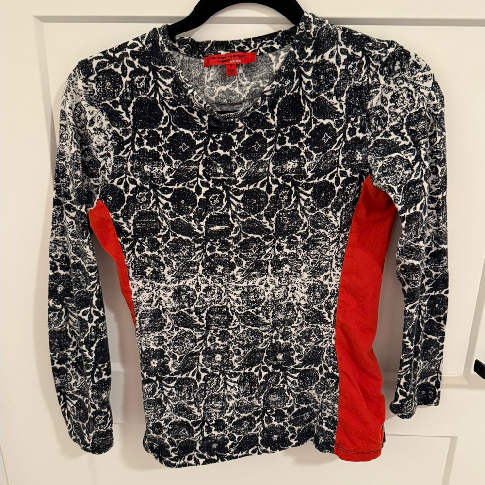 Narciso Rodriguez for Design Nation Floral Top Small Black White Red